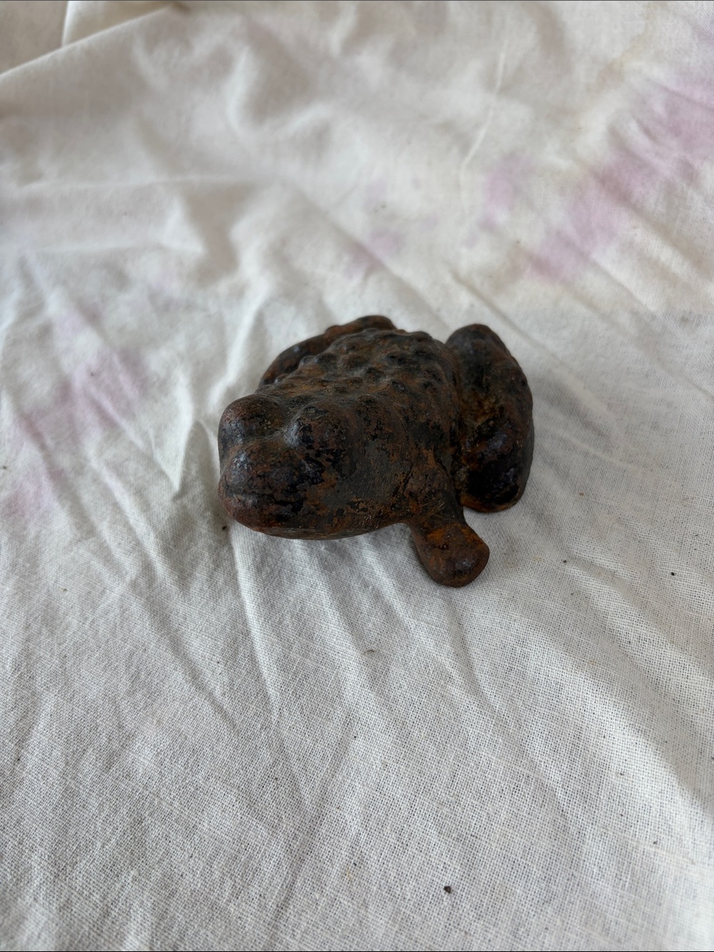 Cast Iron Frog Figurine - Rustic Brown